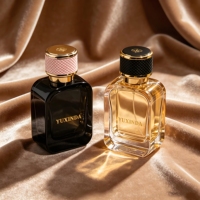 Flacon de parfum vide en verre transparent OEM personnalisé de luxe 30ml 50ml 100ml avec pompe pulvérisatrice et capuchon supérieur
