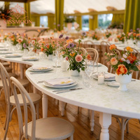 Table de mariage serpentine en bois blanc, table de banquet incurvée avec pieds tournés, table modulaire pour événements, location et décoration de fêtes