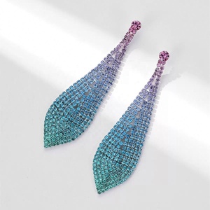 European American High-End Classic <b>Long</b> Silver Plated Zinc Alloy Geometric Rhinestone Pipa Qin Tassel Women's Bridal Accessories - Product Image 5