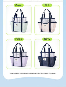 Summer Beach Clutch with Button Closure Two Handles Waist Strap Multi-Pocket Foldable Portable Mesh <strong>Swim</strong> <strong>Bag</strong> <strong>for</strong> Pool Party - Product Image 6