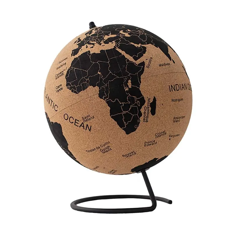 Mantar küre mantar kurulu dünya küre dekor küreler ile dünyanın standı seyahat dekor ve ofis masa dekoru