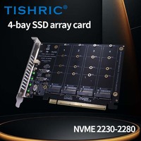 Tarjeta de expansión TISHRIC NVME M.2 MKEY SSD RAID PCIE X16 4Bay SSD Array tarjeta adaptadora placa base PCIE tarjeta dividida para 2230/42/60/80