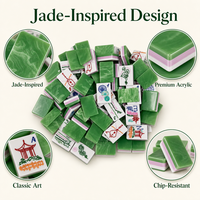 Ensemble de Mahjong de Noël en gros, 160 tuiles acryliques, tapis, 4 supports, sac pliable étanche, étui de transport portable pour dés, cadeau de fêtes