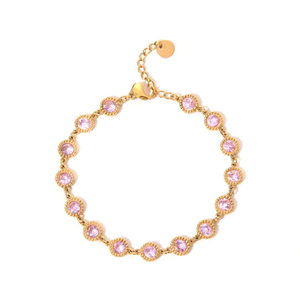 PVD Gold Plated Stainless Steel <b>Bracelet</b> With Purple <b>Crystals</b> Elegant Women's Jewelry Fashion Accessory - Product Image 2