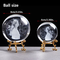 Honneur de cristal K9 décoration de noël cadeau base lumineuse rotative boule de cristal Led pour cadeaux de petite amie