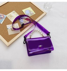 Summer Beach Little Girl Clear Pouch Baby Kid borsa Crossbody Mini borsa Jelly PVC <span class=keywords><strong>portafoglio</strong></span> con manico in perla - Product Image 3