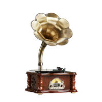 Tourne-disque vinyle rétro sur le thème du cinéma pour maison d'hôtes, bureau ou studio, avec haut-parleur stéréo intégré, en bois et métal, fabriqué à l'étranger