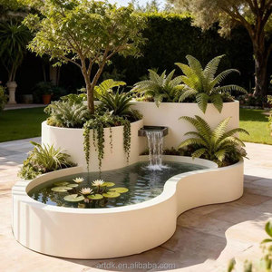 Fontaine d'eau en métal courbée sur mesure, artisanat pour aménagement paysager extérieur <span class=keywords><strong>de</strong></span> villa et <span class=keywords><strong>jardin</strong></span>, cascade décorative en métal - Product Image 1