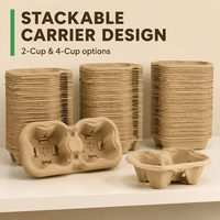 Plateau porte-gobelet en papier personnalisé Porte-gobelet en papier pour café Plateau porte-boisson biodégradable en fibre de pâte à papier 2 4 tasses