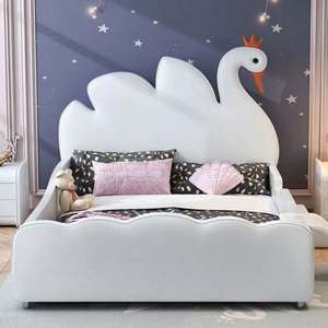 Swan Slide Kids <b>Bed</b> Cartoon Design 1.2m 1.8m <b>Solid</b> <b>Wood</b> <b>Single</b> Twin <b>Bed</b> for Boys Girls Children - Product Image 1