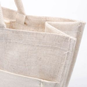 Bolsa de Compras de Lino Blanco Natural con Logotipo Personalizado por Sublimación Navideña al por Mayor, Bolsa de Mano de Lona de Yute Ecológica - Product Image 4
