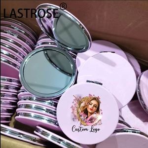 Wholesale Pocket Personalized Double Side PU <b>Compact</b> Mirror Heart Pocket Mirror Round Mini <b>Makeup</b> Mirror for Girl - Product Image 3