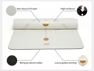 Tapis de sport personnalisé avec logo, couleur beige coco, en forme d'arche, noir mat nude, en caoutchouc PU, forme pilule, YF0304T, anti-ovale - Product Image 3