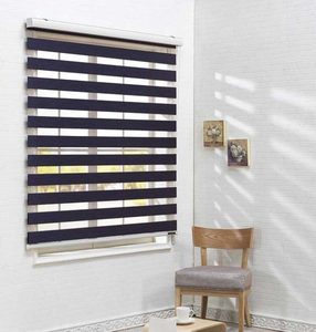 ستائر زيبرا يدوية حديثة للمكتب المنزلي مع تحكم عن بعد، شبه معتمة، شرائح معدنية عالية من البوليستر للتركيب الأفقي - Product Image 1