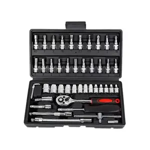 Tooljoy Nhà Sản Xuất Chuyên Nghiệp 46Pcs Sửa Chữa Dụng Cụ Hộp Mô-men Xoắn Cờ Lê 1/2 "1/4" DR Ổ Cắm Di Động Sửa Chữa Xe Hộp Công Cụ