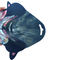 En stock Sacs en Mylar découpés à l'emporte-pièce personnalisés avec boîtes Emballage de 3.5g Feuille d'aluminium holographe à l'intérieur Zip pour bonbons Snack Sacs en plastique