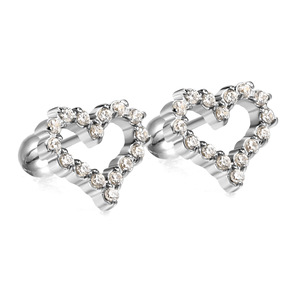 Pendientes de Diamantes en Forma de Corazón, Chapados en Oro, Acero Inoxidable, Engaste de Canal, Joyería para Mujer de Uso Diario - Product Image 3