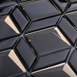 Luxury 3D Kim Cương Gương Khảm Gạch Không Thường Xuyên Waterjet Hexagon Đen Và Vàng Glass Mosaic - Product Image 3