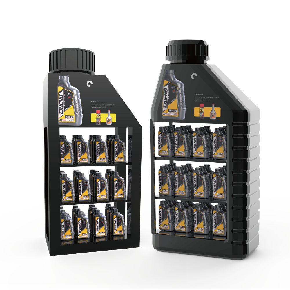 Apache Custom Metal Laminated Light Duty Car Lubrication Motor Oil Display Stand for Supermarket Gas Stations