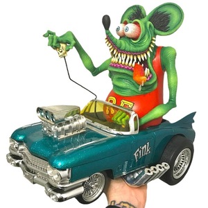 Statue de monstre de dessin animé pour enfants, Statue de monstre à grande bouche, Statue de souris foucheuse au <span class=keywords><strong>volant</strong></span>, Accessoires de voiture, Cadeau, Figurine Rat Fink - Product Image 1
