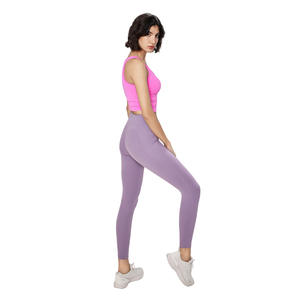 Pantalon de yoga d'entraînement de sport taille haute personnalisé en gros Leggings Lulu pour femmes Leggings de gym en polyester doux avec - Product Image 5