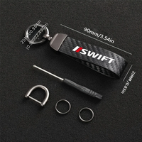 1 porte-clés pour voiture SUZUKI Swift, design en fibre de carbone noir et rouge, anneau en alliage de zinc durable, cordon en cuir PU avec tournevis