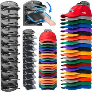 <span class=keywords><strong>Porte</strong></span>-chapeaux mural et de <span class=keywords><strong>porte</strong></span>, <span class=keywords><strong>organisateur</strong></span> <span class=keywords><strong>suspendu</strong></span> double capacité pour casquettes de baseball, rangement pour 40 casquettes avec pinces à ressort - Product Image 1