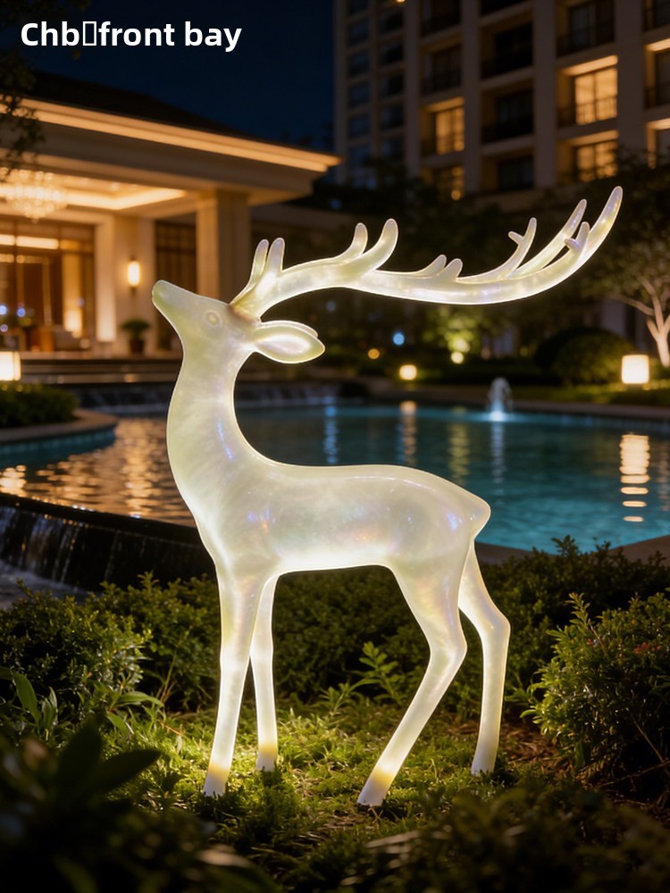 Outdoor Luminous Deer Model IP65 Resin & Glass Steel Garden Courtyard Landscape Lawn Lamp for Homestay Hotel Villa