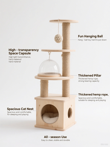 Scratcher高级豪华家具趣味玩具天然木猫猫树宠物友好型猫爬架剑麻材料 - Product Image 2