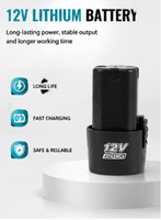 Perceuse sans fil électrique Leego 12V avec batterie lithium rechargeable 1,5 Ah, moteur sans balais, vitesse variable, couple de 25 Nm, pour matériaux durs