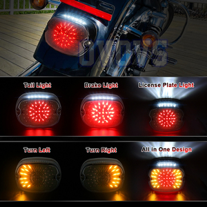 Feu Arrière LED OVOVS à Lentille Fumée avec Éclairage <span class=keywords><strong>de</strong></span> <span class=keywords><strong>Plaque</strong></span> d'Immatriculation pour Moto Harley Davidson - Product Image 2