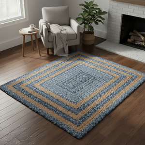 DIVTIK DECOR Modern Floral Design Eco-Friendly Non-Slip Flat Pile Machine Made Jute Cotton Denim Braided <b>Rugs</b> Rectangle Home - Product Image 3