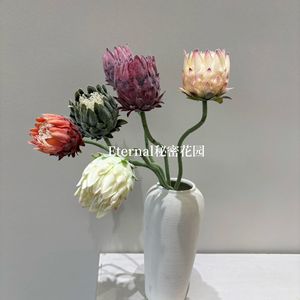 Fleur artificielle en soie floquée, motif églantier nordique, branche unique, pour décoration intérieure et accessoire de photographie, Secret Garden - Product Image 2