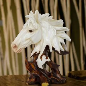 FIGURINE DE STATUE DE TÊTE DE CHEVAL EN POLYRÉSINE DÉCORATIVE FAITE À LA MAIN POUR DÉCOR