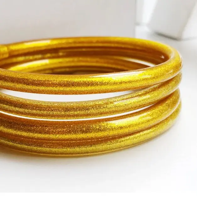 Woying-bracelet bouddhiste en or brillant, bracelet en gel de silice rempli d'un bracelet en or brillant