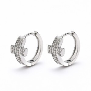 Cross <b>Cuff</b> <b>Earrings</b> Gold <b>Silver</b> Rose Gold Micro Pave Zinc Alloy Party Fashion Jewelry - Product Image 4