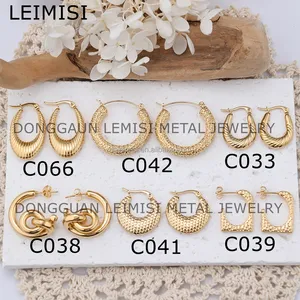 Stainless Steel Large 18K Gold Plated Lightweight Hypoallergenic Chunky Open Hoops Fashion Jewelry Hoop Earrings Women Luxury
