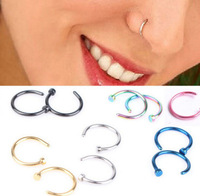 Nez Piercing Bijoux Faux Anneau de Nez 2021 Gros Acier au Titane Personnalisé 5g Sac D'opp Facile En Alliage Anneaux de Nez et Goujons