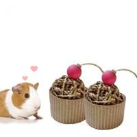 Jouet à mâcher pour petits animaux en paille tressée fait main, cloche en herbe, boule, jouet à mâcher pour lapin, hamster, jouet à mâcher pour cage de petit animal, décoration