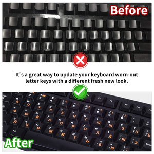 <span class=keywords><strong>Autocollants</strong></span> de <span class=keywords><strong>clavier</strong></span> <span class=keywords><strong>russe</strong></span>, police Orange fond noir PC ordinateur portable ordinateur portable bureau - Product Image 2