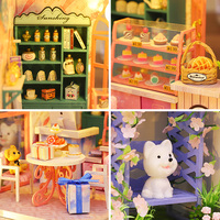 Kit de Madera para Montar a Mano, Escena de Tienda de Dulces, Adorno de Mesa para Dormitorio, Casa de Muñecas en Miniatura, Modelo de Escenario DIY, Venta al por Mayor