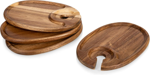 Assiettes à apéritif personnalisées pour le vin, <span class=keywords><strong>assiette</strong></span> à <span class=keywords><strong>cocktail</strong></span> avec porte-verre, planche à fromage en bois d'acacia avec porte-vin - Product Image 5