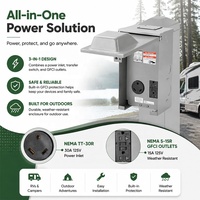 Panel Stopkontak Sementara RV Guankai 30 Amp 125V dengan 2 Stopkontak dan Pemutus Arus Tembaga untuk Trailer Camper