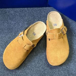 Chaussures d'été unisexes à la mode, demi-chaussons décontractés, chaussures de marche de haute qualité en cuir véritable, semelle en liège souple - Product Image 2