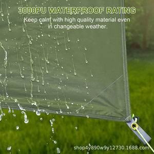 Lona de camping Woqi 3x3.2m impermeable de tela Oxford verde militar cuadrada con ojales para senderismo al aire libre - Product Image 3