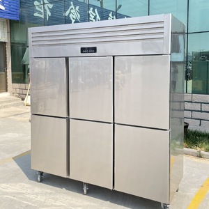 Congélateur vertical commercial à 6 portes en acier inoxydable, double température, pour la cuisine des restaurants, stockage des aliments - Product Image 2