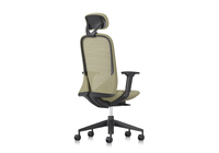 Chaise de bureau ergonomique en maille bleue avec support lombaire réglable et base pivotante pour espace de travail commercial, salle de conférence