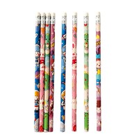 Lápiz HB de Dibujos Animados con Borrador, Material Escolar de Madera para Niños, Estudiantes de Primaria, Papelería para Escribir