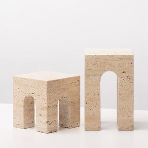 SAIDKOCC moderne créatif Beige Traversine petit tabouret ornement décoration douce modèle chambre carré géométrique arc décoration de la maison - Product Image 4