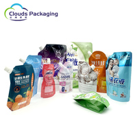 Pochettes de recharge imprimées sur mesure, sacs à bec verseur autoportants pour savon liquide et lessive, en plastique PET/PE durable, emballés en carton